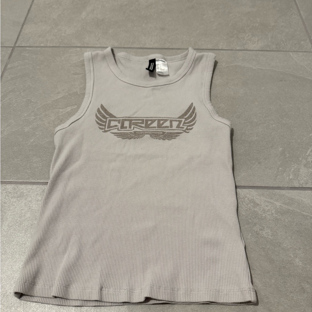 Light Gray Graphic Tank Top